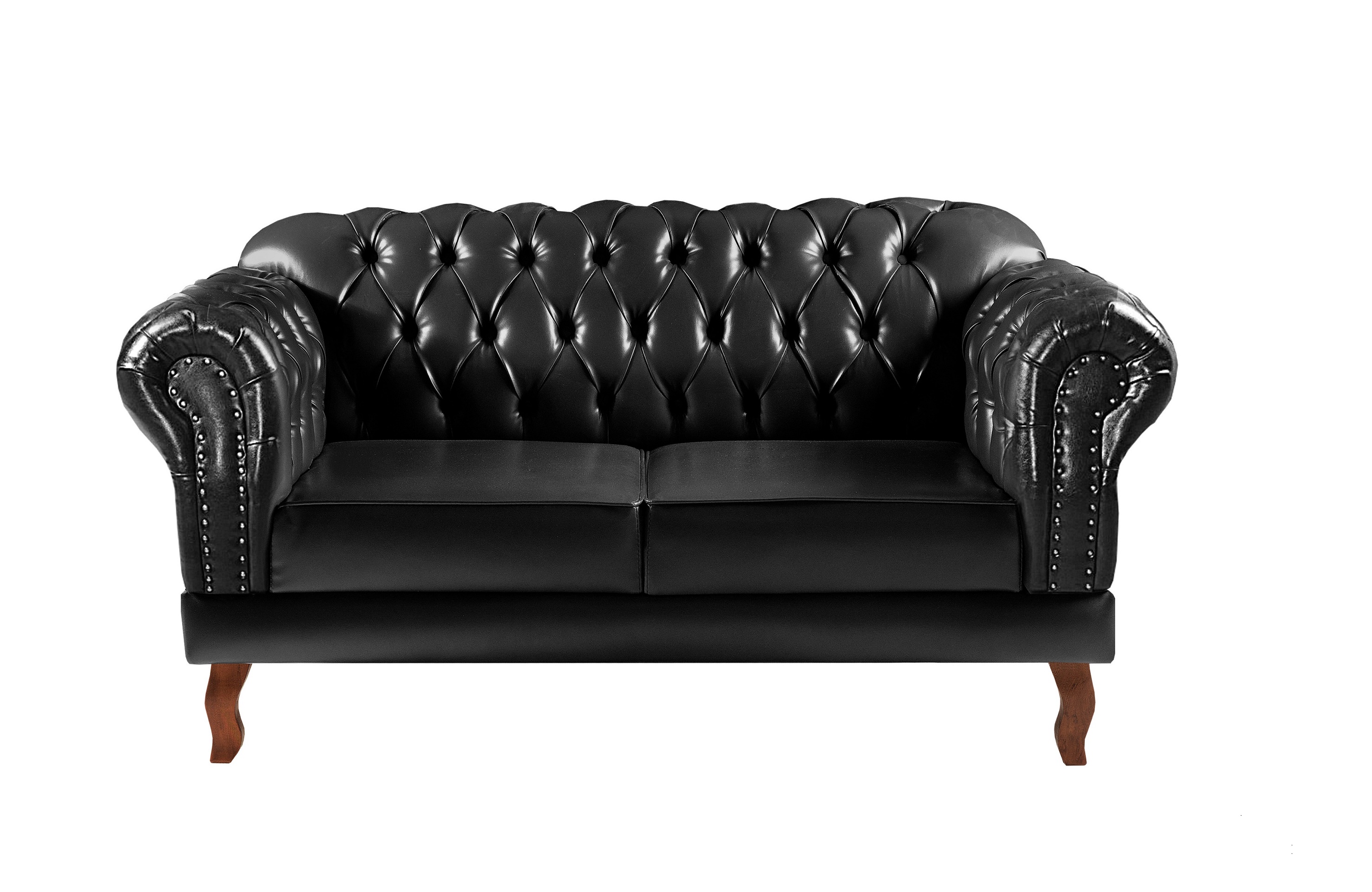 Sofá 2 Lugares Dom Pedro Chesterfield Capitonê Retrô - Couríssimo Preto