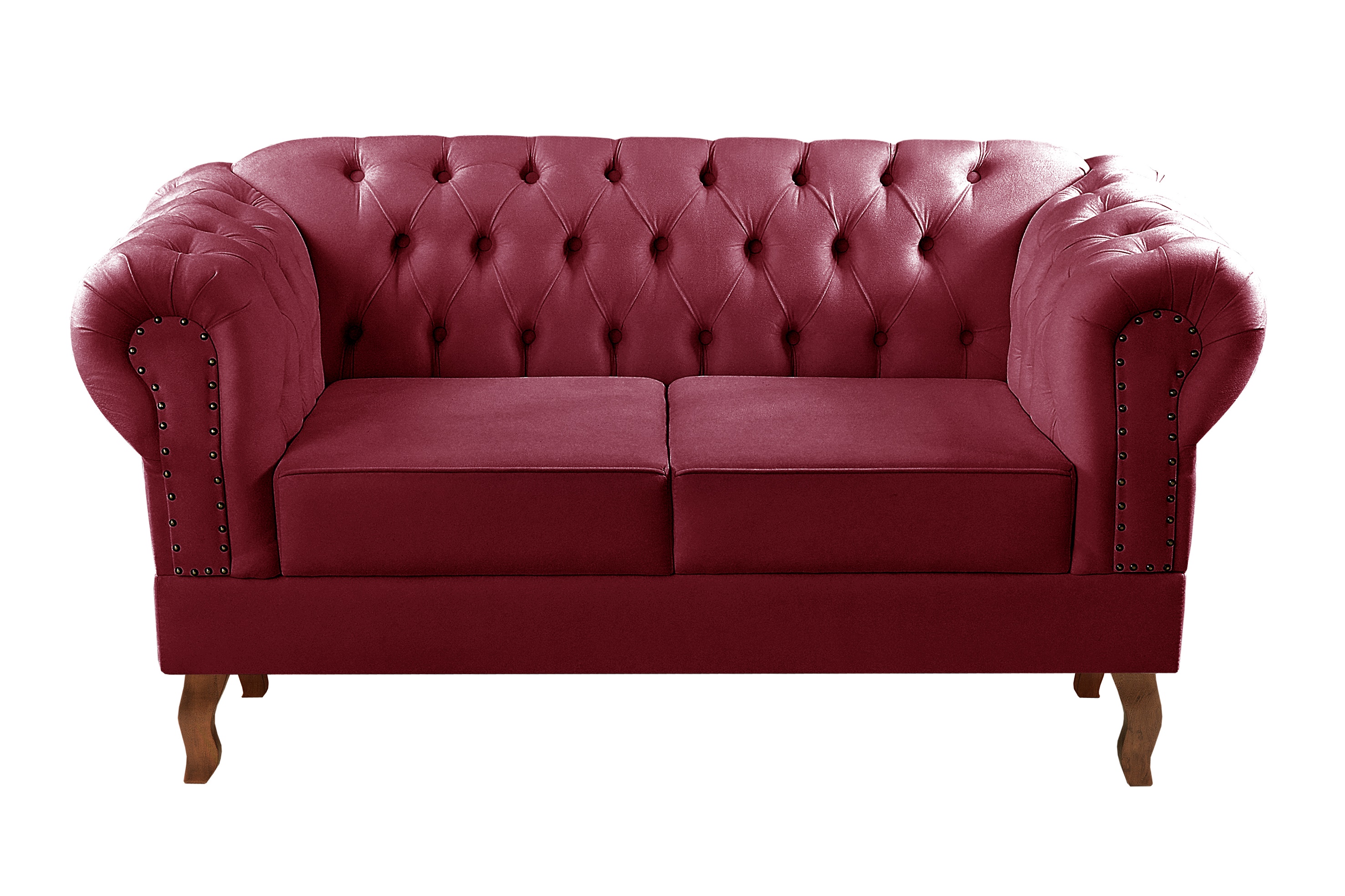 Sofá 2 Lugares Dom Pedro Chesterfield Capitonê Retrô - Suede Bordô