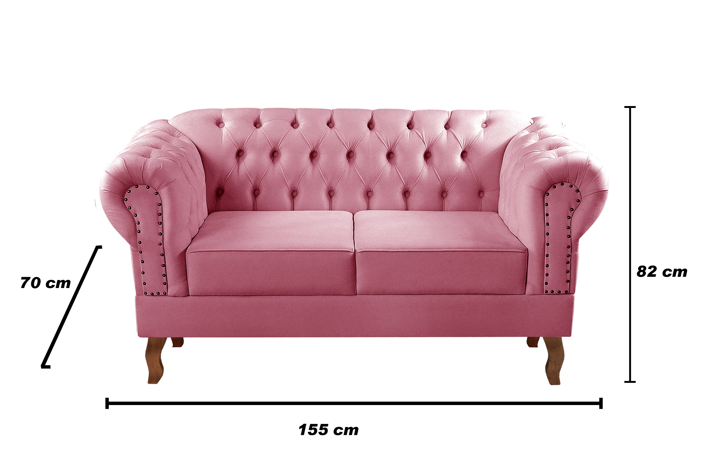 Sofá 2 Lugares Dom Pedro Chesterfield Capitonê Retrô - Suede Rosa