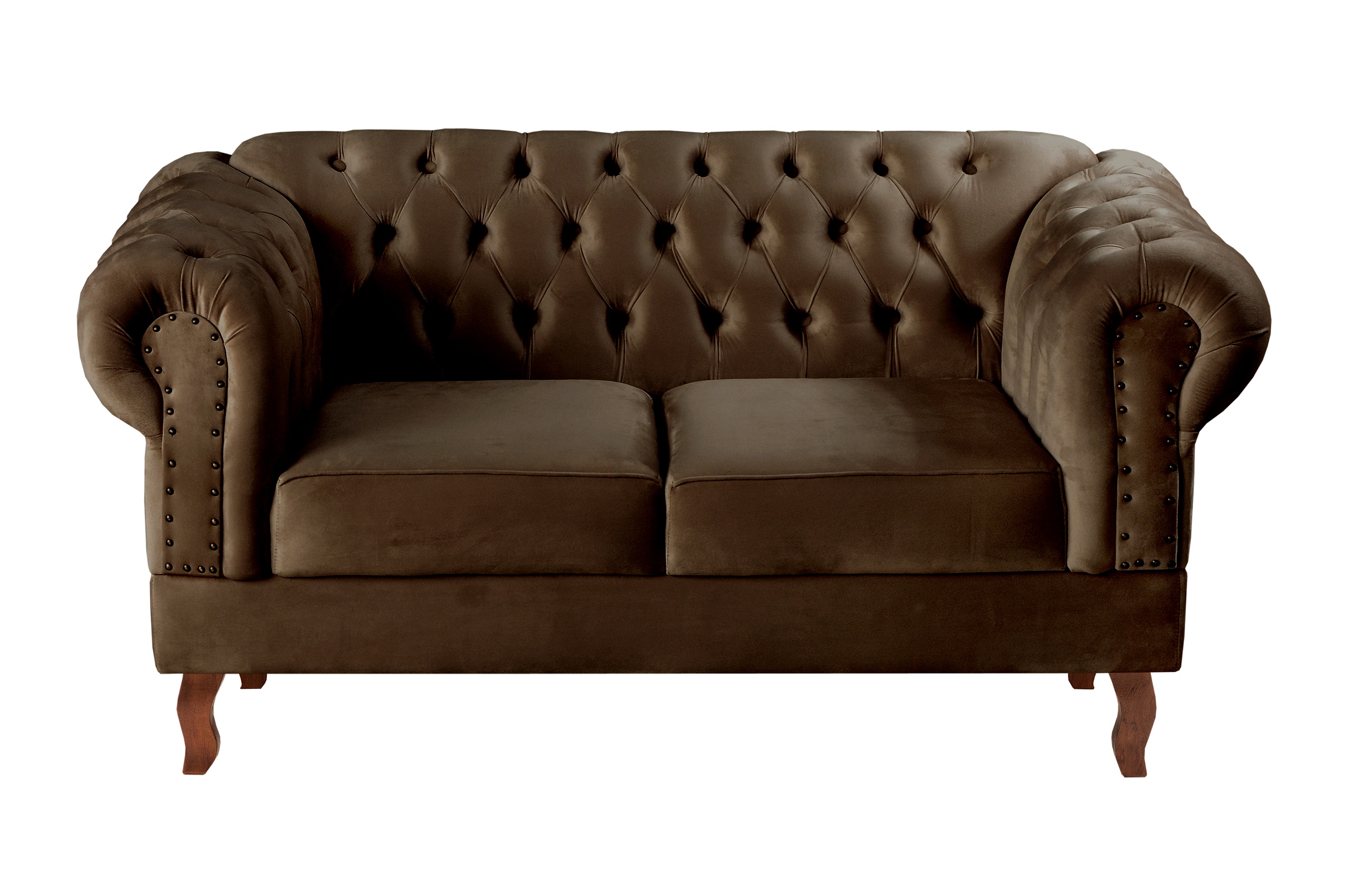 Sofá 2 Lugares Dom Pedro Chesterfield Capitonê Retrô - Veludo Marrom