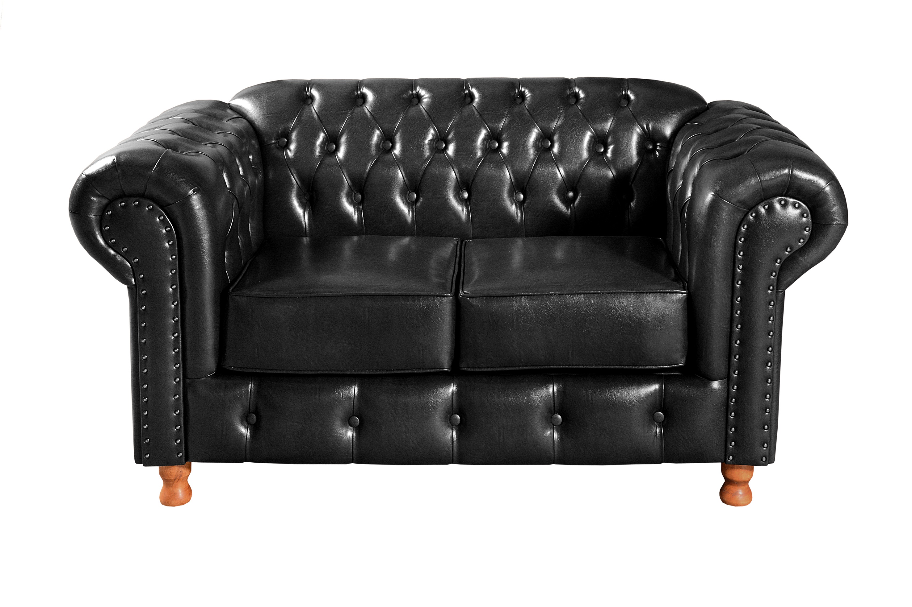 Sofá 2 Lugares Luís Xv Chesterfield Capitonê - Couríssimo Preto