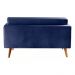 Sofá 2 Lugares Luma Suede Azul Marinho com Pés em Madeira 1,40M