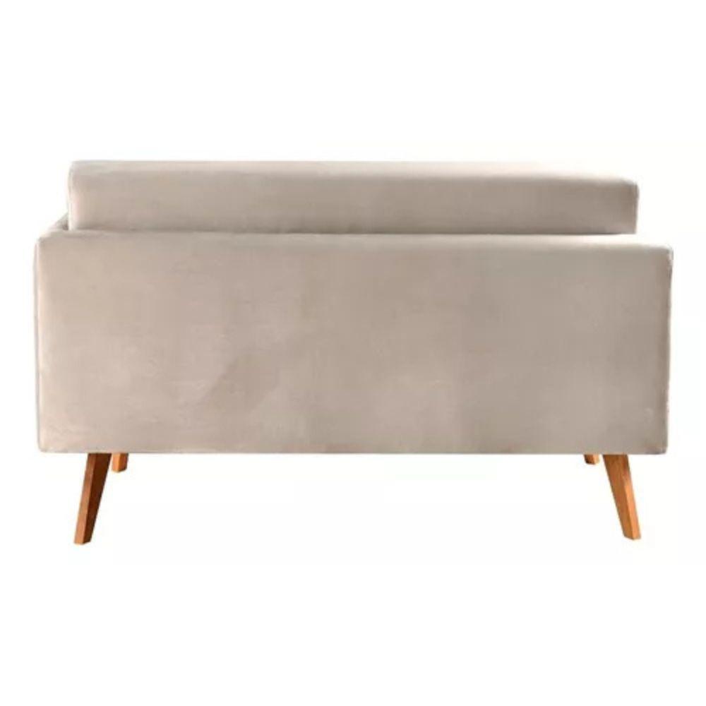 Sofá 2 Lugares Luma Suede Bege com Pés em Madeira 1,40M