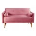 Sofá 2 Lugares Luma Suede Rosa com Pés em Madeira 1,40M