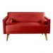 Sofá 2 Lugares Luma Suede Vermelho com Pés em Madeira 1,40M