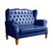 Sofá 2 lugares Imperador Chesterfield Sofá Vintage Capitonê - Couríssimo Azul