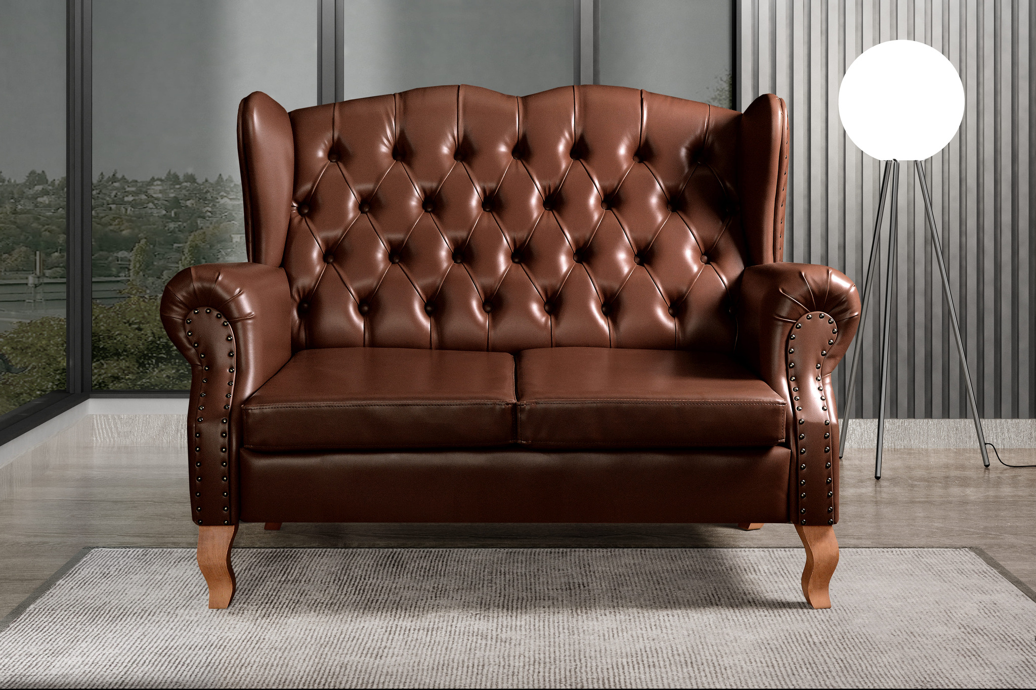 Sofá 2 lugares Imperador Chesterfield Sofá Vintage Capitonê - Couríssimo Café