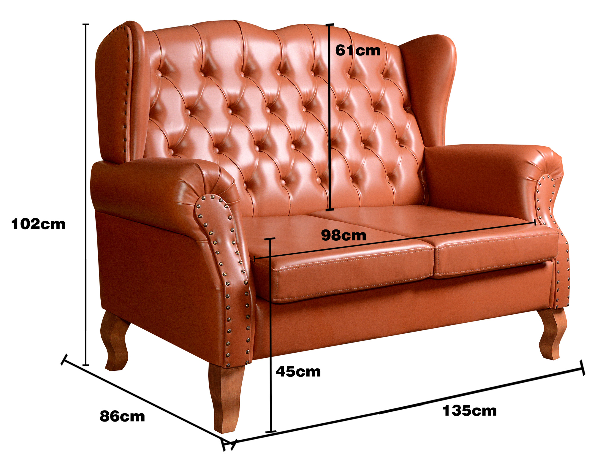 Sofá 2 lugares Imperador Chesterfield Sofá Vintage Capitonê - Couríssimo Caramelo