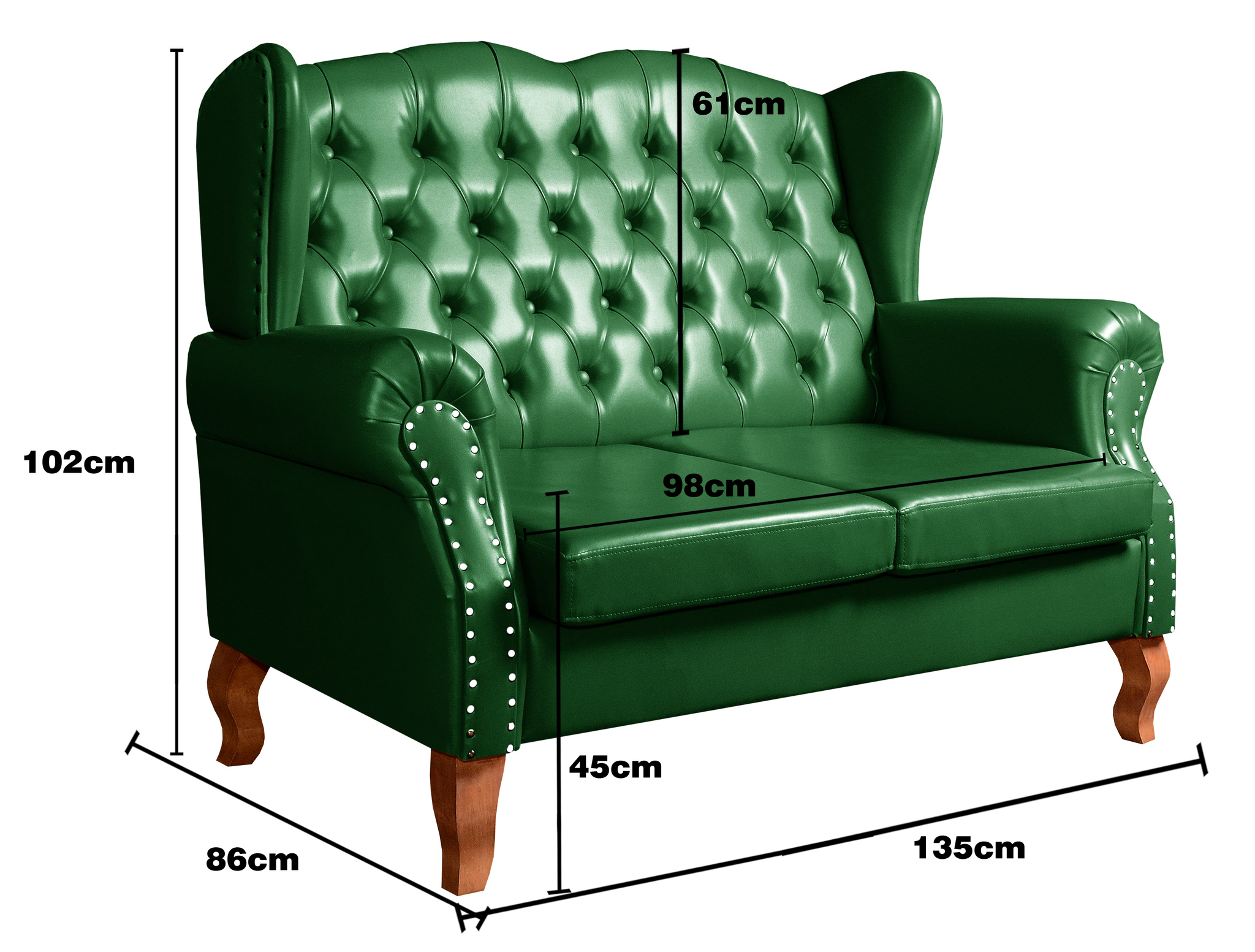 Sofá 2 lugares Imperador Chesterfield Sofá Vintage Capitonê - Couríssimo Verde