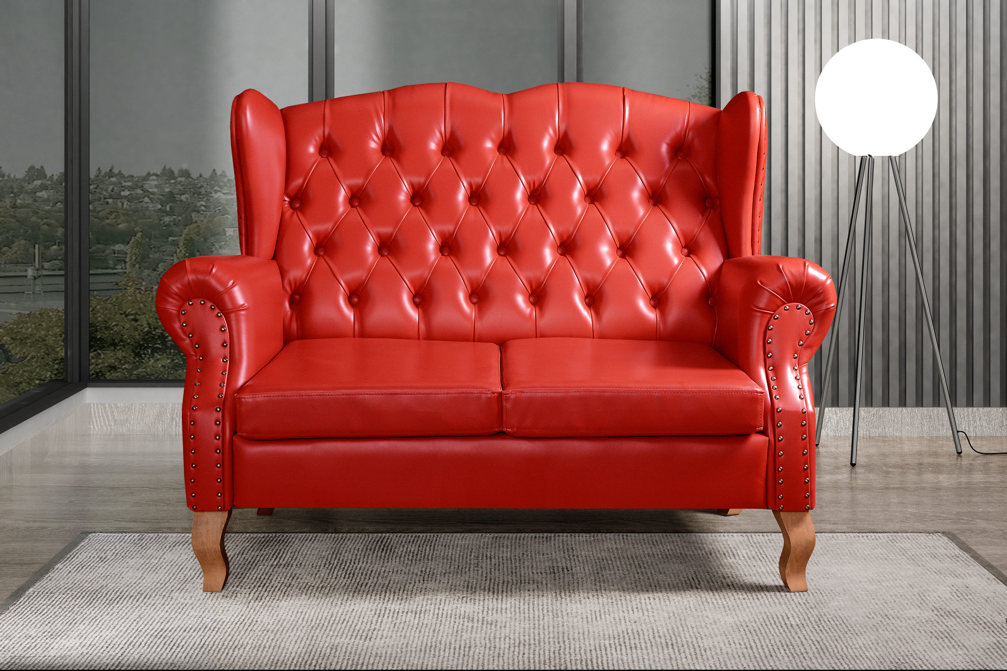 Sofá 2 lugares Imperador Chesterfield Sofá Vintage Capitonê - Couríssimo Vermelho