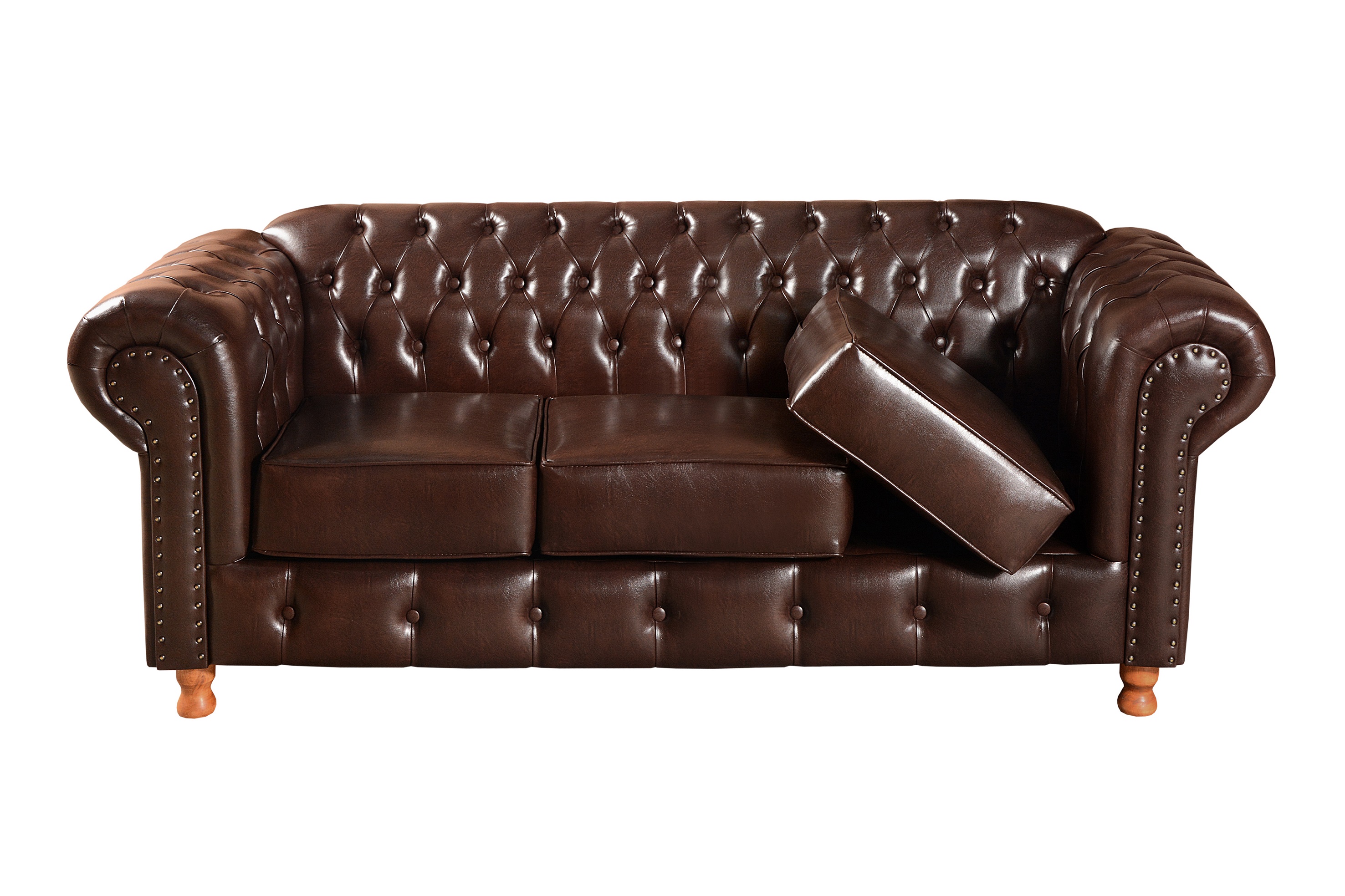 Sofá 3 Lugares Chesterfield Capitonê Luís Xv Confortável - Couríssimo Café