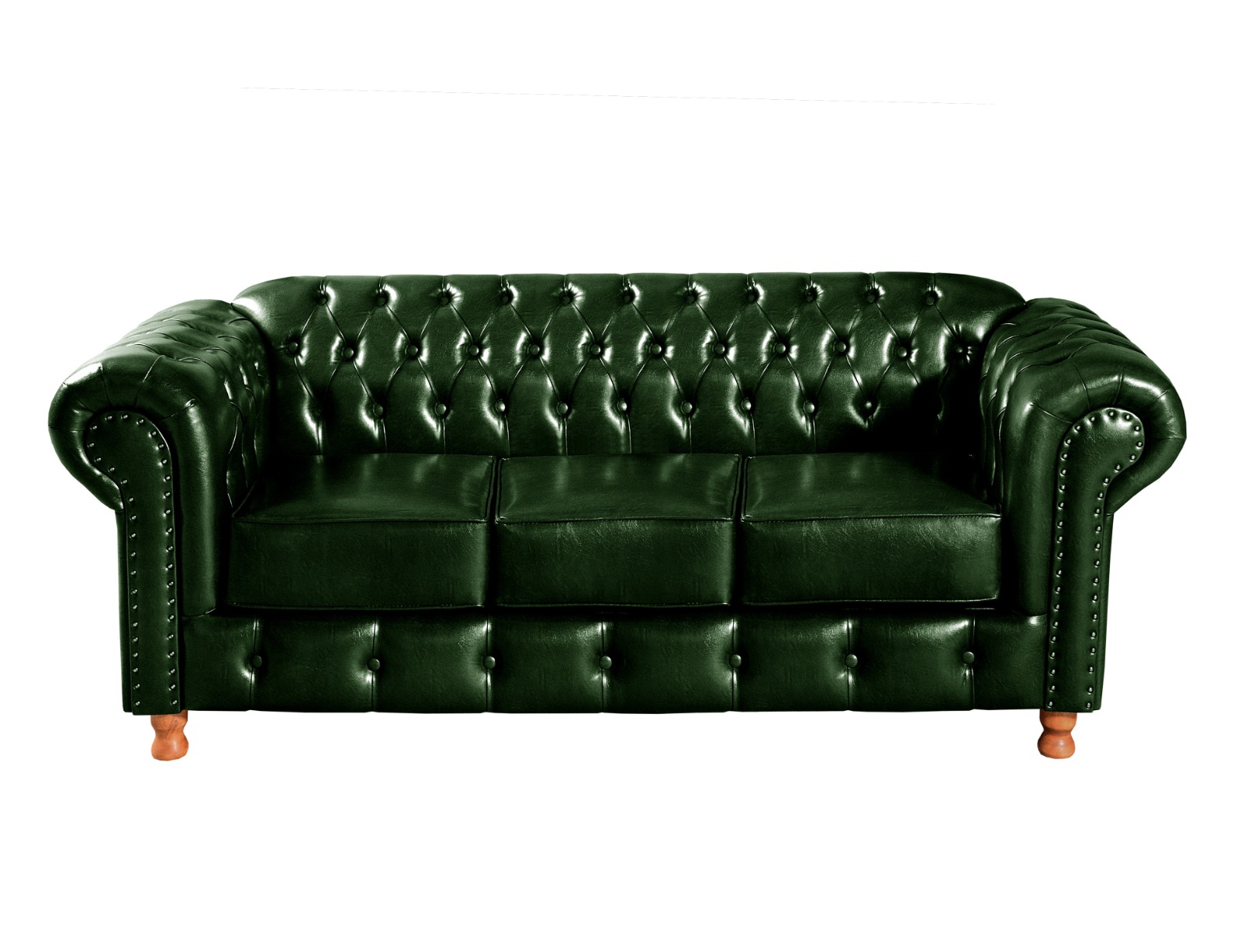 Sofá 3 Lugares Chesterfield Capitonê Luís Xv Confortável - Couríssimo Verde