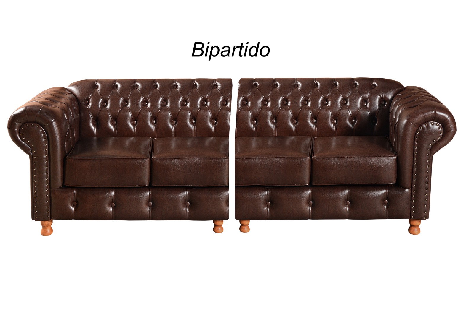 Sofá Bipartido 4 Lugares E  Poltrona Chesterfield Capitonê Luís Xv - Couríssimo Café