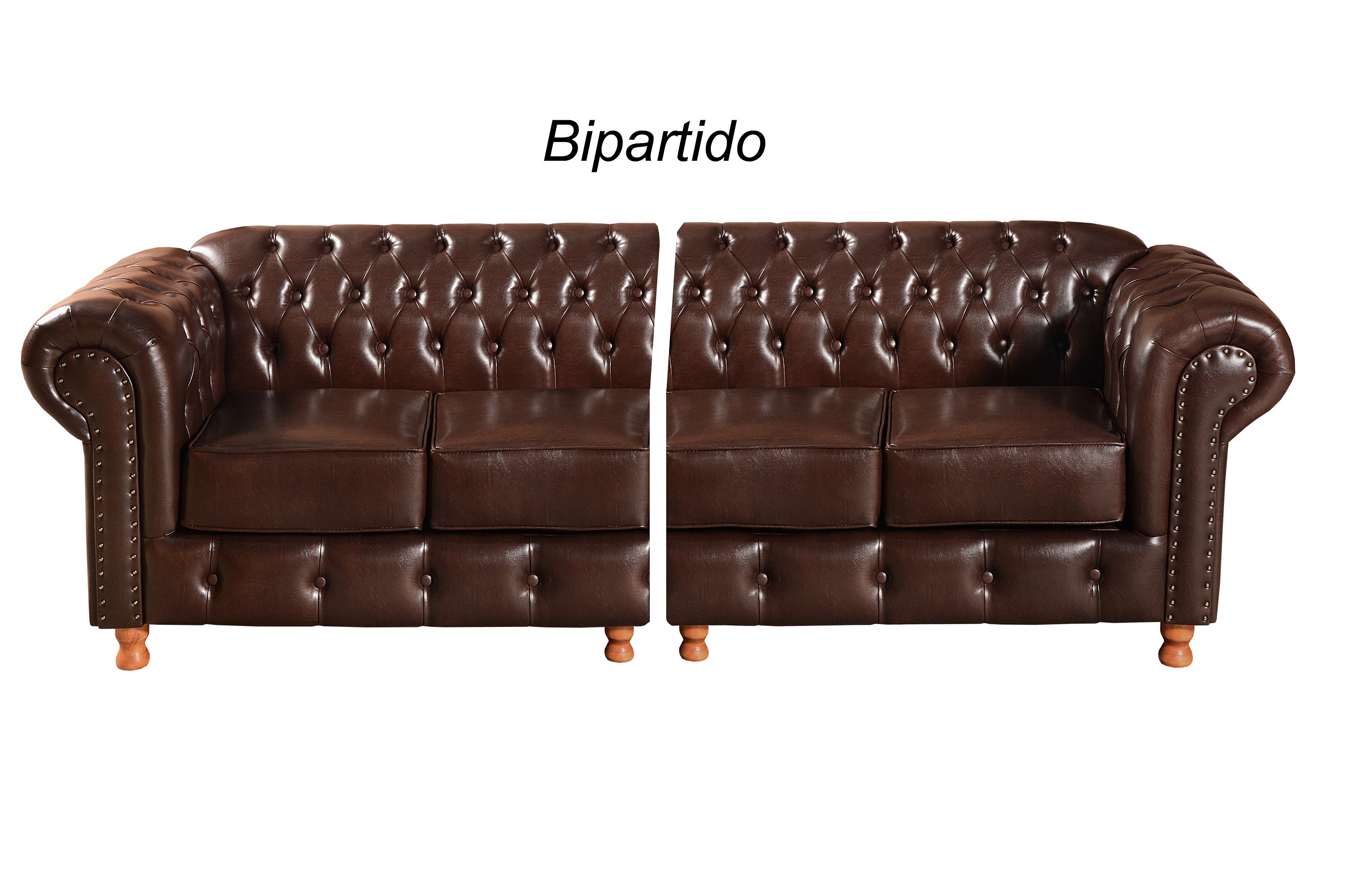 Sofá Bipartido 4 Lugares E 2 Poltronas Chesterfield Capitonê Luís Xv - Couríssimo Café