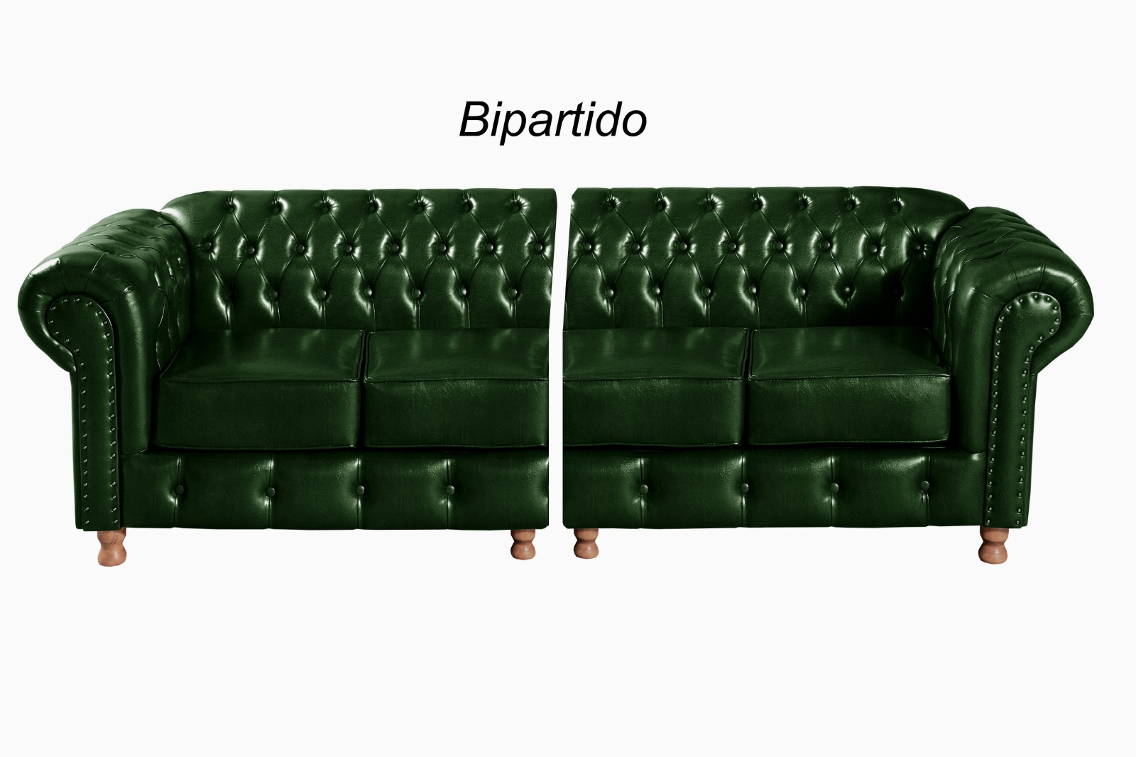 Sofá Bipartido 4 Lugares E 2 Poltronas Chesterfield Capitonê Luís Xv - Couríssimo Verde