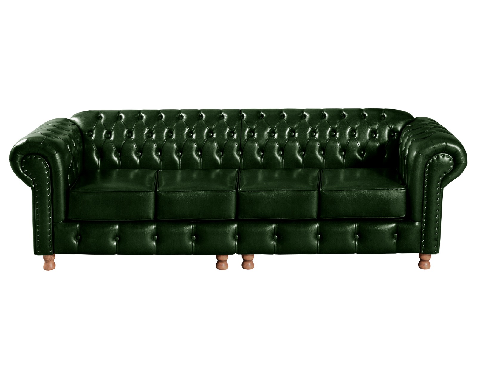 Sofá Bipartido 4 Lugares E 2 Poltronas Chesterfield Capitonê Luís Xv - Couríssimo Verde