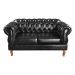 Sofá Chesterfield 2 Lugares Duquesa Vintage Retrô Capitonê Couro Preto