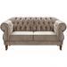 Sofá Chesterfield 2 Lugares Duquesa Vintage Retrô Capitonê Veludo Capuccino