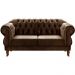 Sofá Chesterfield 2 Lugares Duquesa Vintage Retrô Capitonê Veludo Marrom