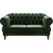 Sofá Chesterfield 2 Lugares Duquesa Vintage Retrô Capitonê Veludo Verde