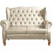 Sofá Chesterfield 2 Lugares Imperador Vintage Retrô Capitonê Couro Bege
