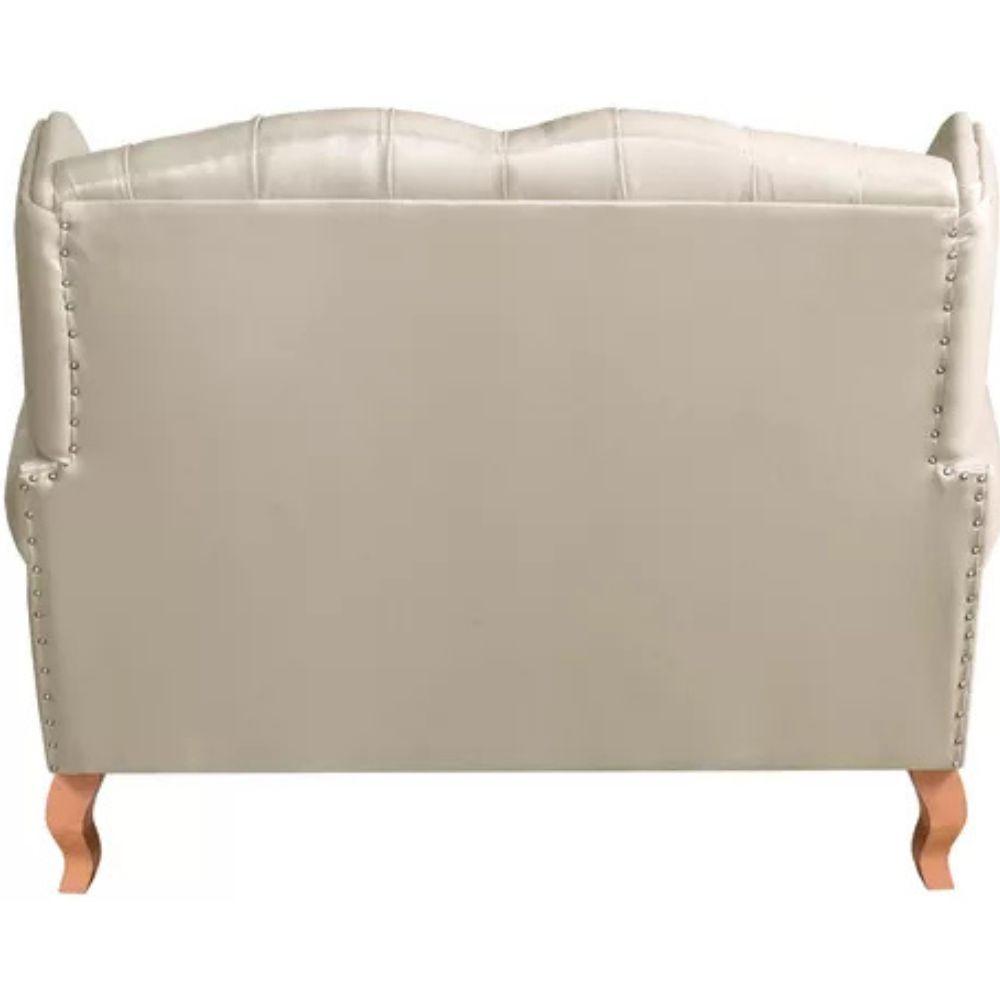 Sofá Chesterfield 2 Lugares Imperador Vintage Retrô Capitonê Couro Bege