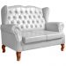 Sofá Chesterfield 2 Lugares Imperador Vintage Retrô Capitonê Couro Branco