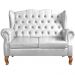 Sofá Chesterfield 2 Lugares Imperador Vintage Retrô Capitonê Couro Branco