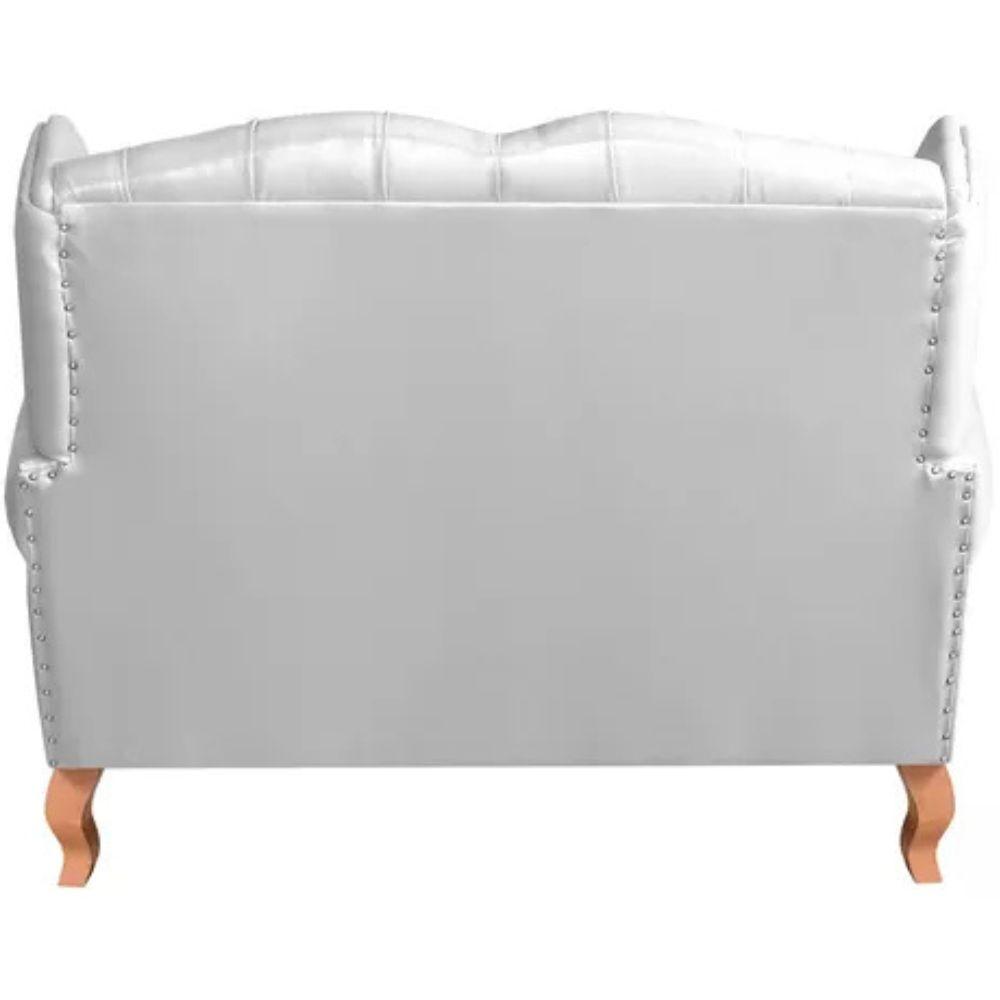 Sofá Chesterfield 2 Lugares Imperador Vintage Retrô Capitonê Couro Branco