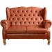 Sofá Chesterfield 2 Lugares Imperador Vintage Retrô Capitonê Couro Caramelo