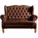 Sofá Chesterfield 2 Lugares Imperador Vintage Retrô Capitonê Couro Marrom