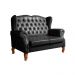 Sofá Chesterfield 2 Lugares Imperador Vintage Retrô Capitonê Couro Preta