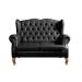 Sofá Chesterfield 2 Lugares Imperador Vintage Retrô Capitonê Couro Preta