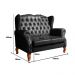 Sofá Chesterfield 2 Lugares Imperador Vintage Retrô Capitonê Couro Preta