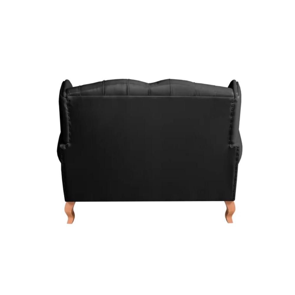 Sofá Chesterfield 2 Lugares Imperador Vintage Retrô Capitonê Couro Preta