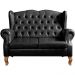 Sofá Chesterfield 2 Lugares Imperador Vintage Retrô Capitonê Couro Preta