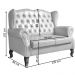 Sofá Chesterfield 2 Lugares Imperador Vintage Retrô Capitonê Couro Preta