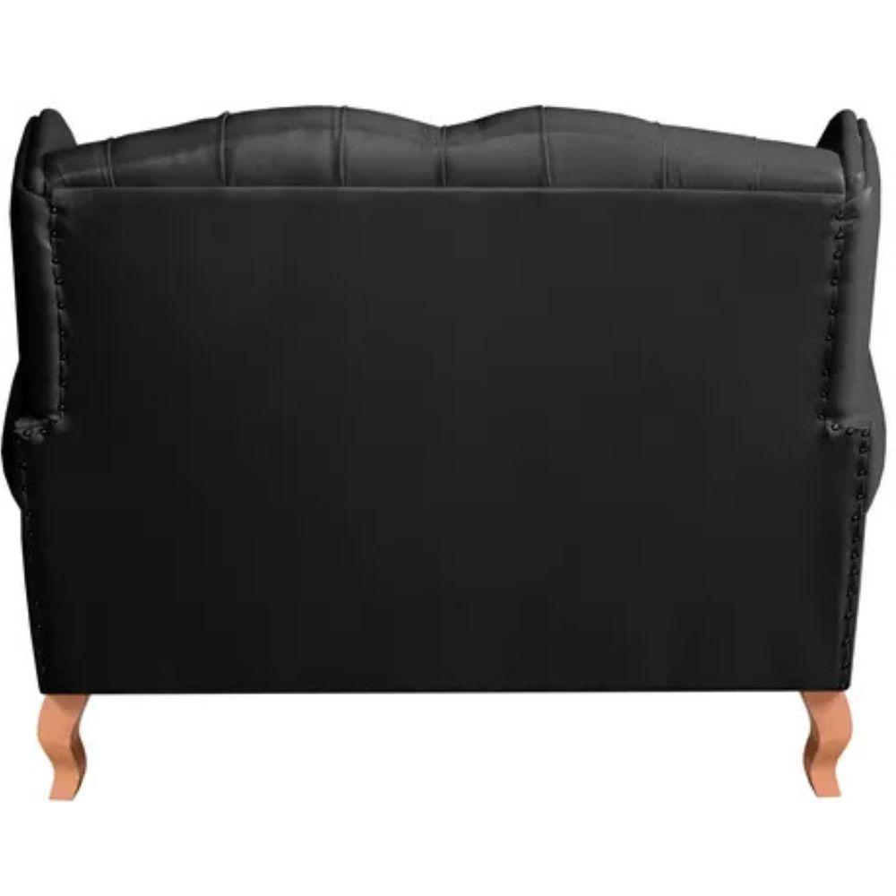 Sofá Chesterfield 2 Lugares Imperador Vintage Retrô Capitonê Couro Preta
