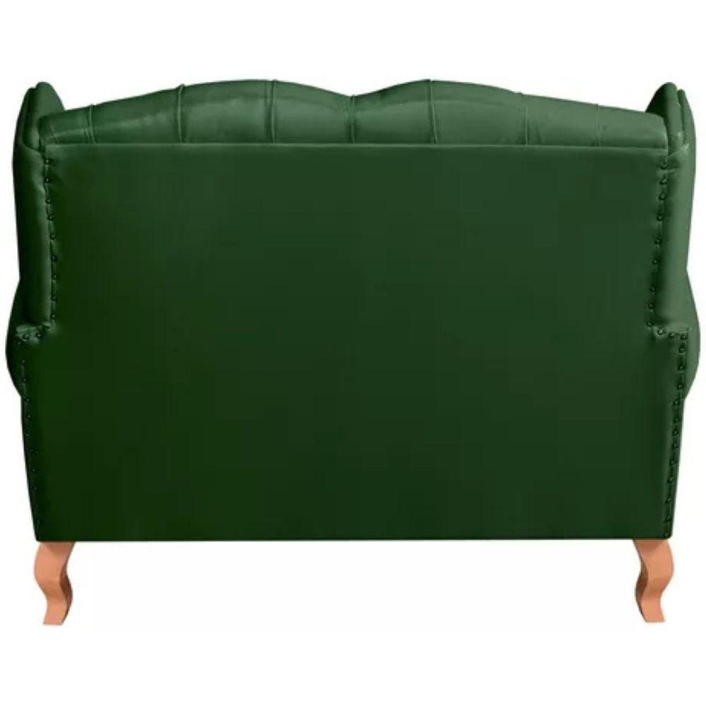 Sofá Chesterfield 2 Lugares Imperador Vintage Retrô Capitonê Couro Verde