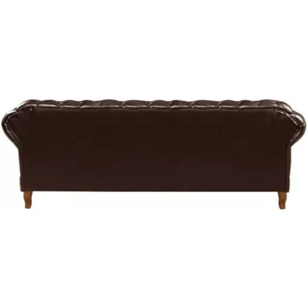 Sofá Chesterfield 3 Lugares Dom Pedro Vintage Retrô Capitonê Couro Marrom