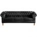 Sofá Chesterfield 3 Lugares Dom Pedro Vintage Retrô Capitonê Couro Preto