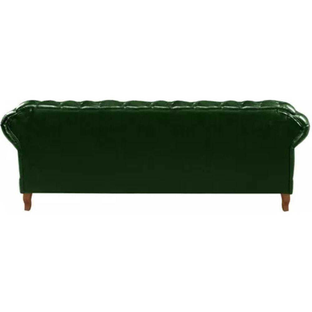 Sofá Chesterfield 3 Lugares Dom Pedro Vintage Retrô Capitonê Couro Verde