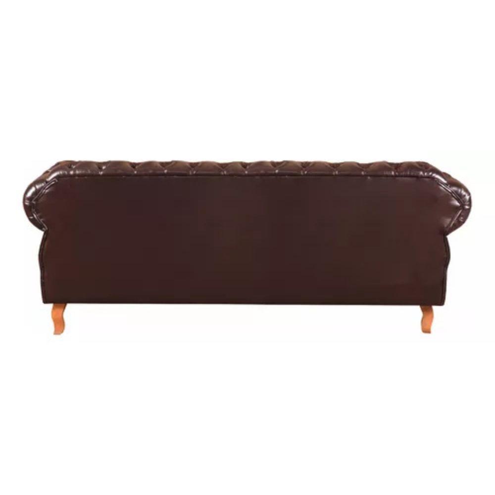 Sofá Chesterfield 3 Lugares Duquesa Vintage Retrô Capitonê Couro Marom