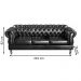 Sofá Chesterfield 3 Lugares Duquesa Vintage Retrô Capitonê Couro Preto