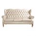 Sofá Chesterfield 3 Lugares Imperador Vintage Retrô Capitonê Couro Bege