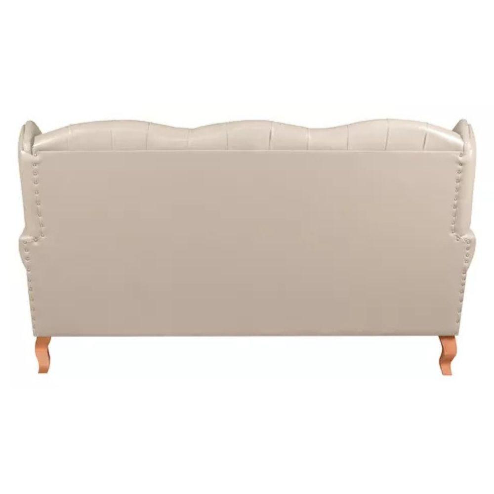 Sofá Chesterfield 3 Lugares Imperador Vintage Retrô Capitonê Couro Bege