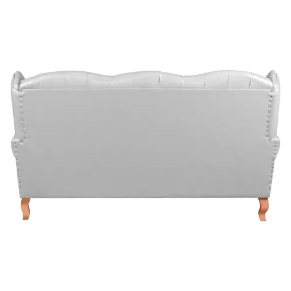 Sofá Chesterfield 3 Lugares Imperador Vintage Retrô Capitonê Couro Branco