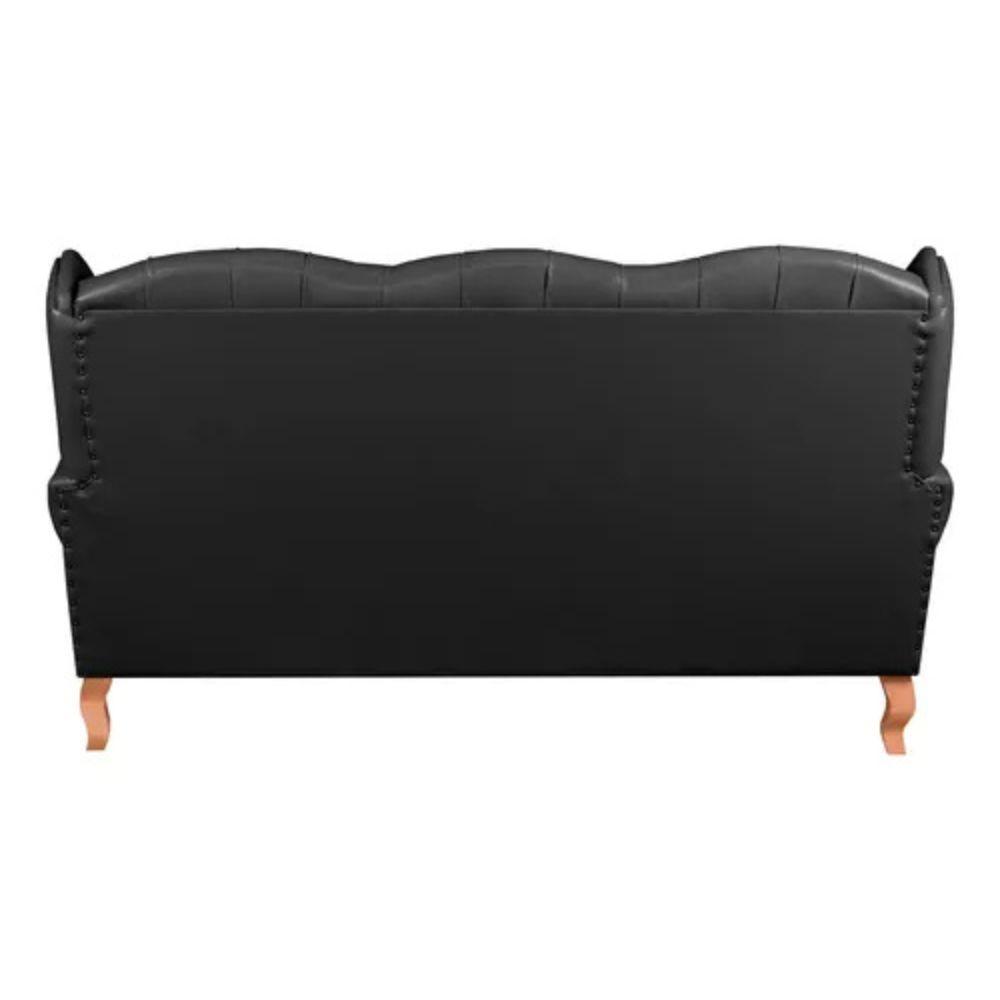 Sofá Chesterfield 3 Lugares Imperador Vintage Retrô Capitonê Couro Preto