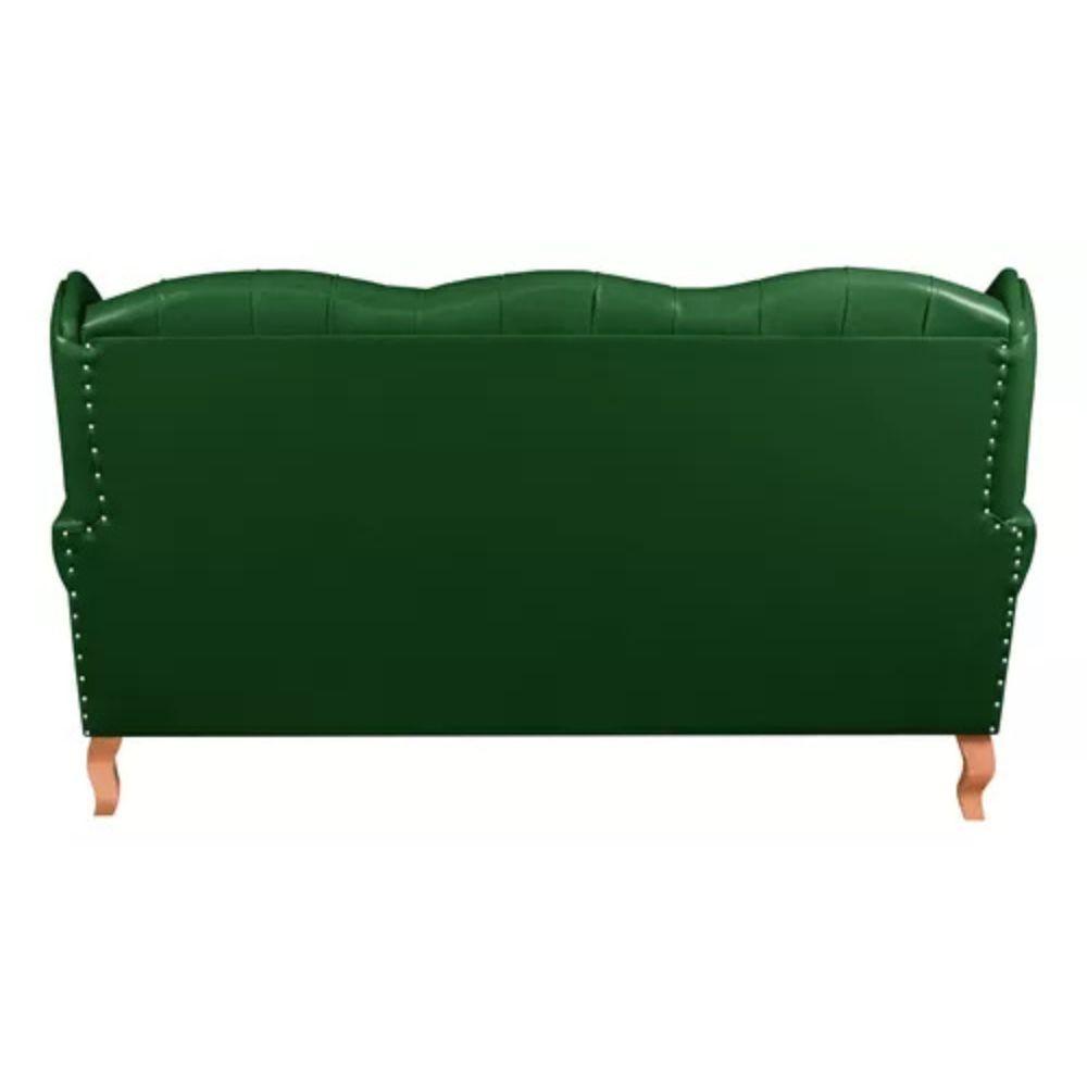Sofá Chesterfield 3 Lugares Imperador Vintage Retrô Capitonê Couro Verde