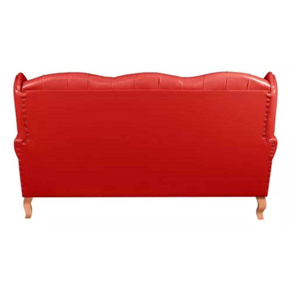 Sofá Chesterfield 3 Lugares Imperador Vintage Retrô Capitonê Couro Vermelho